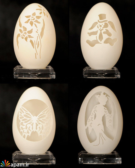 تخم مرغ,آثار هنری با تخم مرغ,Amazing Eggshell Carvings,apam.ir