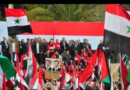 حضور ناگهانی اسد در راهپیمایی + تصاویر 
